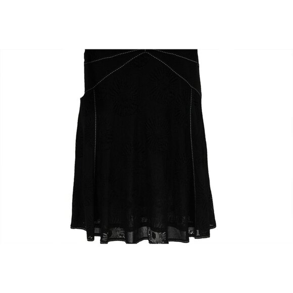 John Galliano Vintage Contrast Stitching Knee Length Dress Medium Black Viscose - Picture 4 of 14